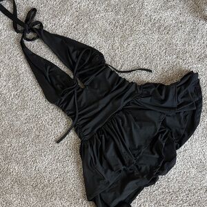 Elegant Black Halter Mini Dress